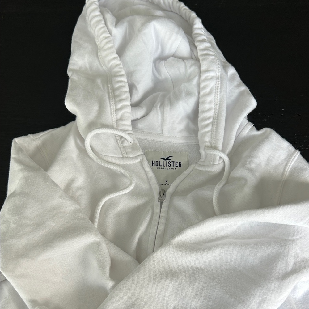 Hollister Classic White Zip-Up Hoodie